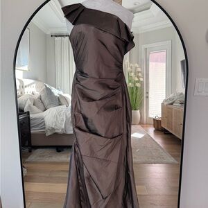 Teri Jon Formal Gown - One-Shoulder - Size 6 - Bronze or Rich Brown - Worn Once